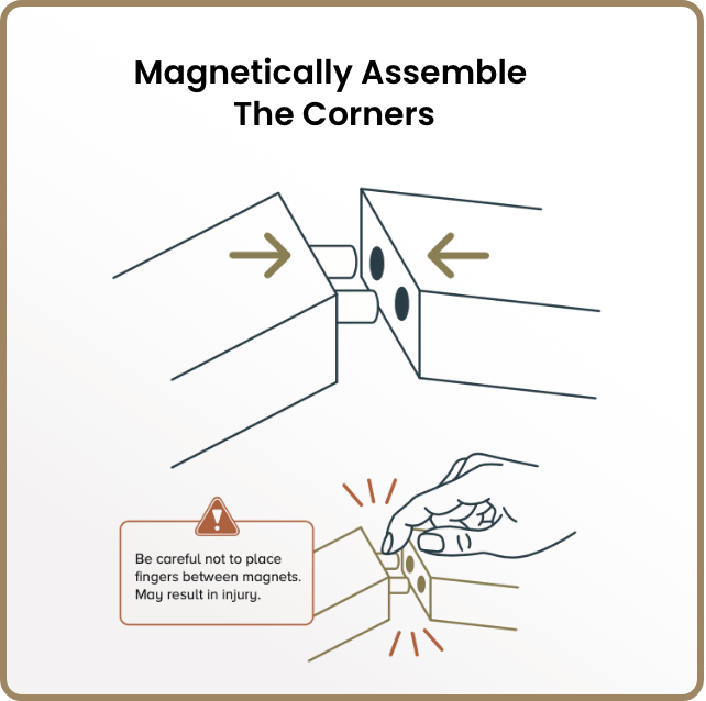 Step 02: Magnetically join the corners