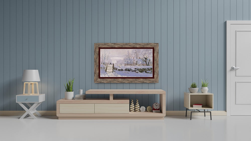 Deco TV Frames Samsung the Frame TV Distressed Barnwood