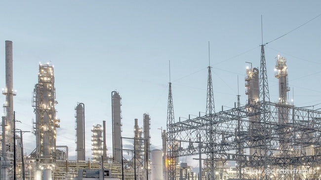 Industrial scene on Nueces Bay in Corpus Christi, Texas