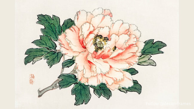 Pink rose by KÅno Bairei (1844-1895)