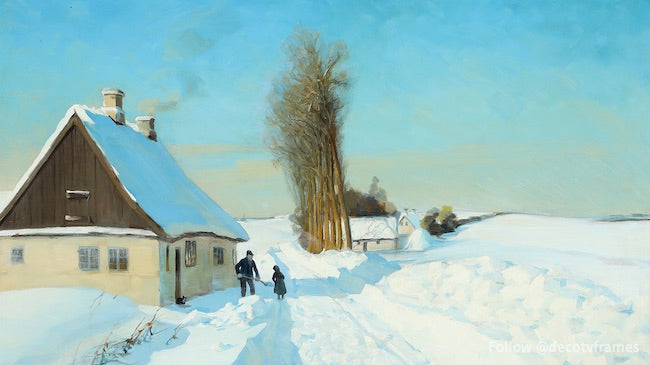 Dansk : Der skovles sne en flot hiverdag 