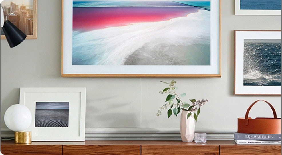 Samsung The Frame TV in a furnished room before frame installation